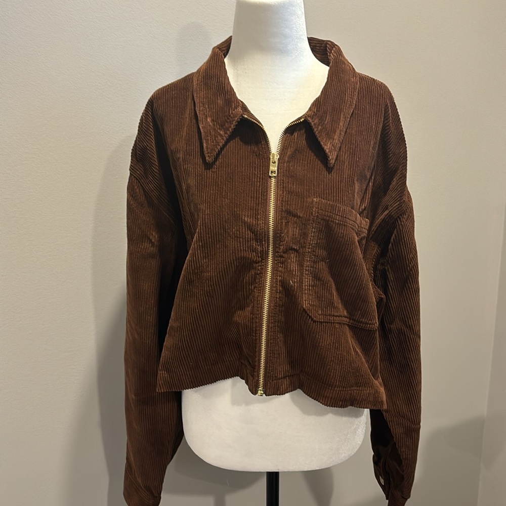 XL TNA Rich brown cropped corduroy jacket